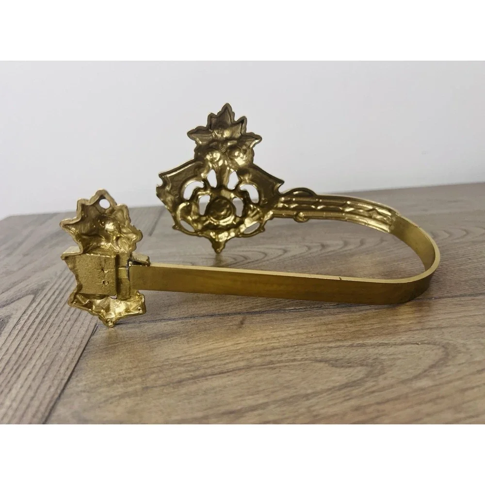 Vintage Ornate Brass Curtain Tie Back/towel Holder Floral Victorian Large